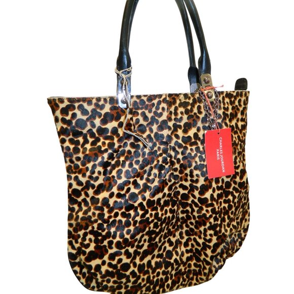 Charles Jourdan Paris Leopard Print Felicia II Tote Bag Vegan Y2k MSRP $450 - Picture 1 of 16